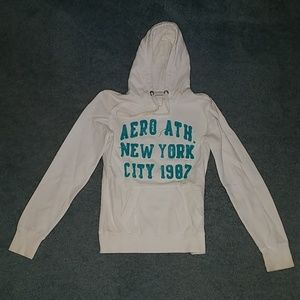 Aeropostale White Hoodie w/ Turquoise Embroidery